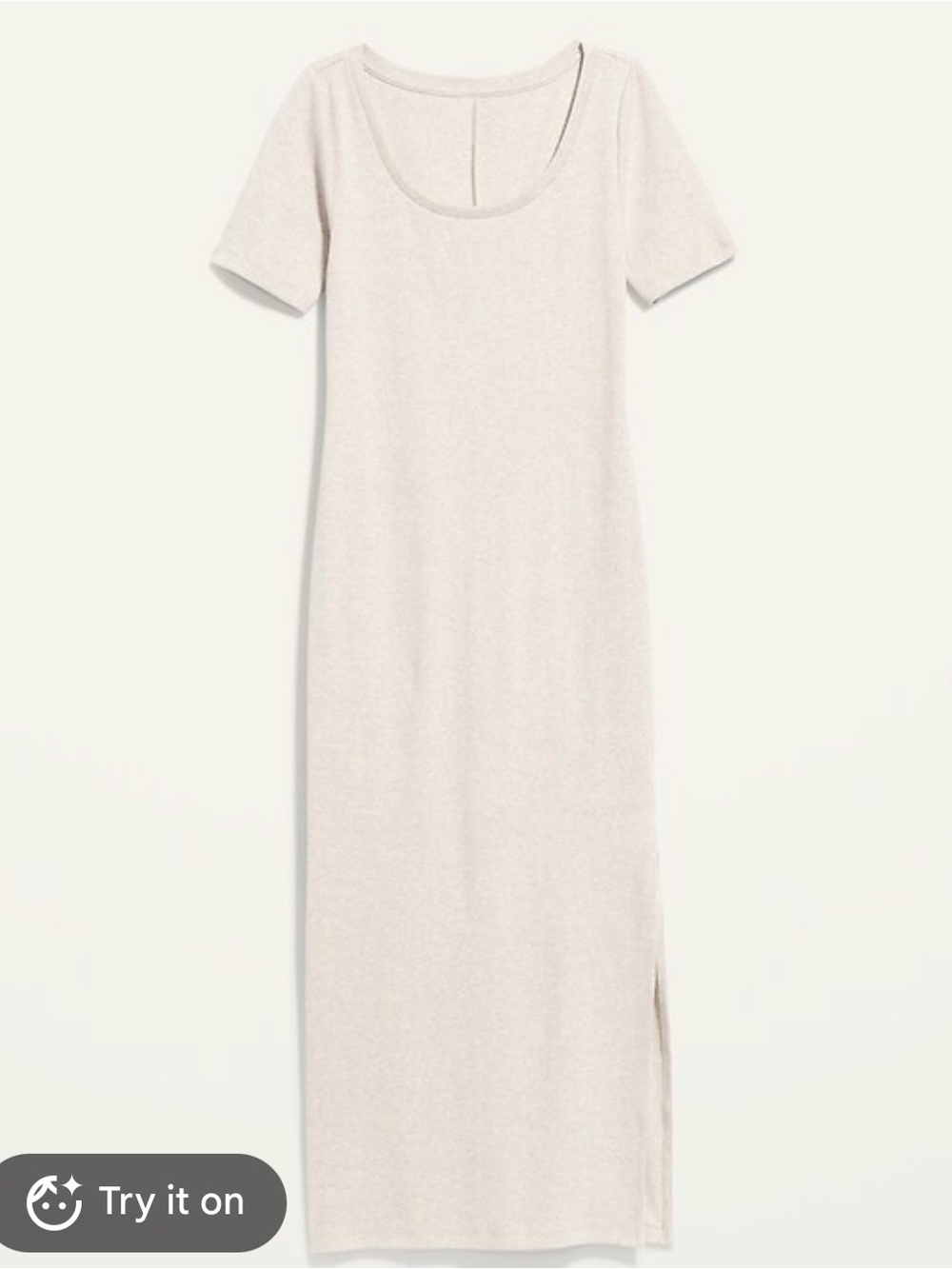 Fitted short-sleeve rib-knit midi dress